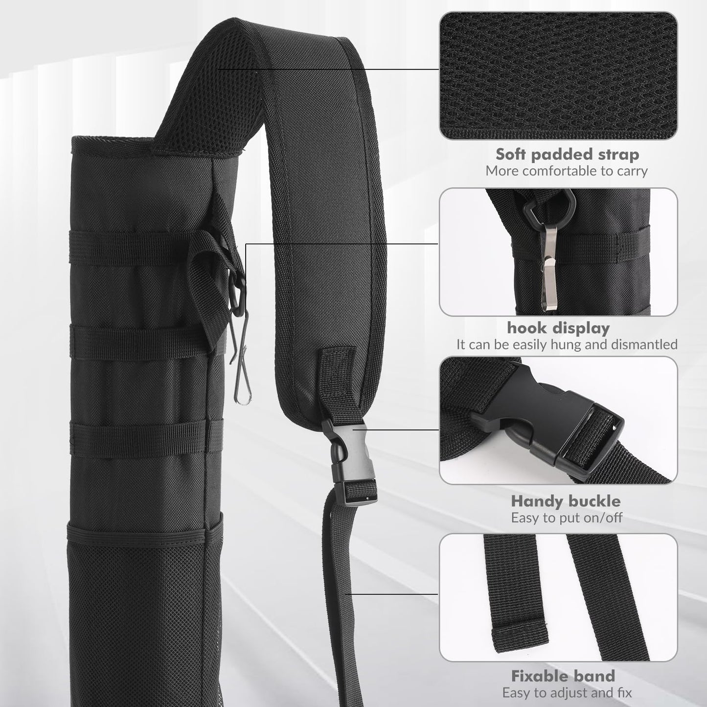 karamagic Archery Lightweight Back Arrow Quiver Dual Use Foldable Compact Hip Arrows Bag with Molle System and Pocket,2pcs Round Arrow Holders