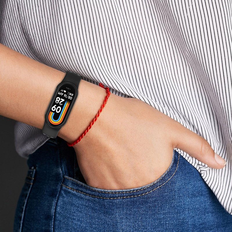 LOKEKE Compatible With Xiaomi Band 9 Replacement Band - Silicone Wrist Strap - Black+Gray