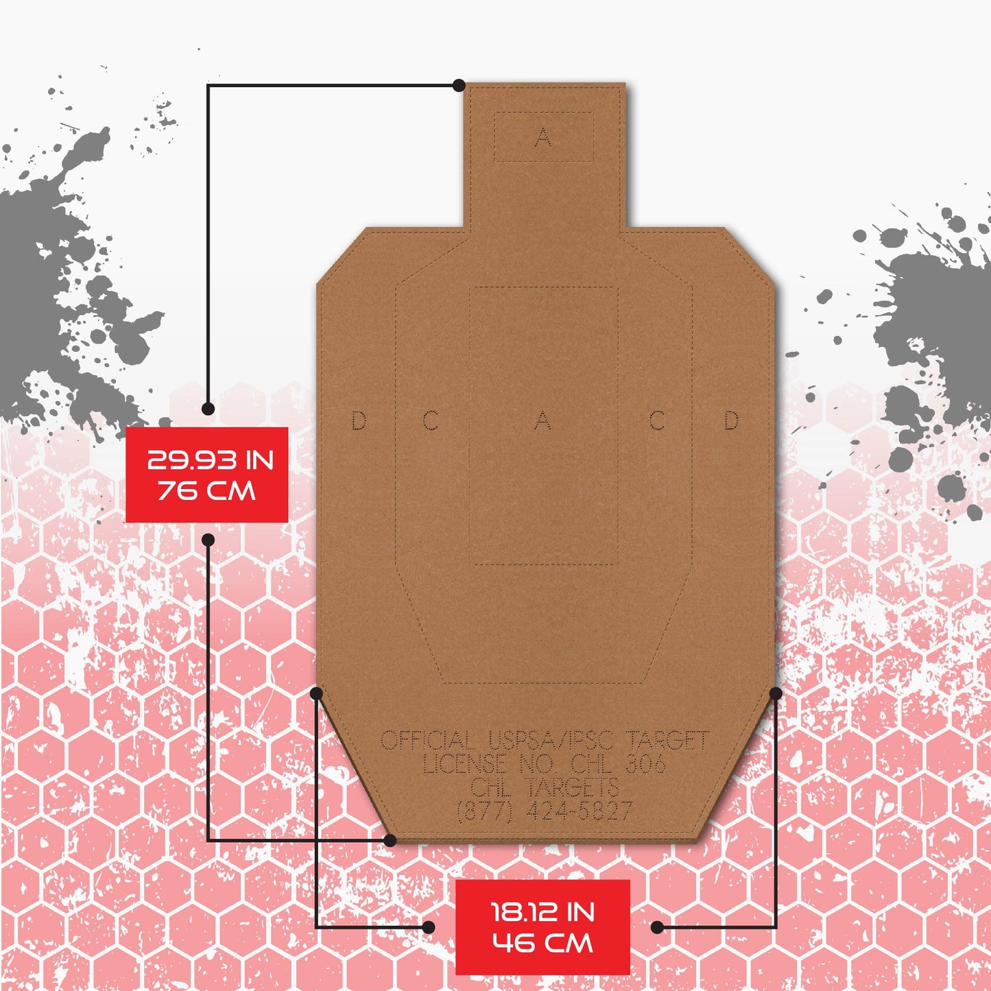 Official USPSA/IPSC Cardboard Targets, Competition Torso Target, Silhouette Shooting Target, Cardboard Targets. Made in USA (USPSA Hard Cover Version 1, 20 Target Pack)