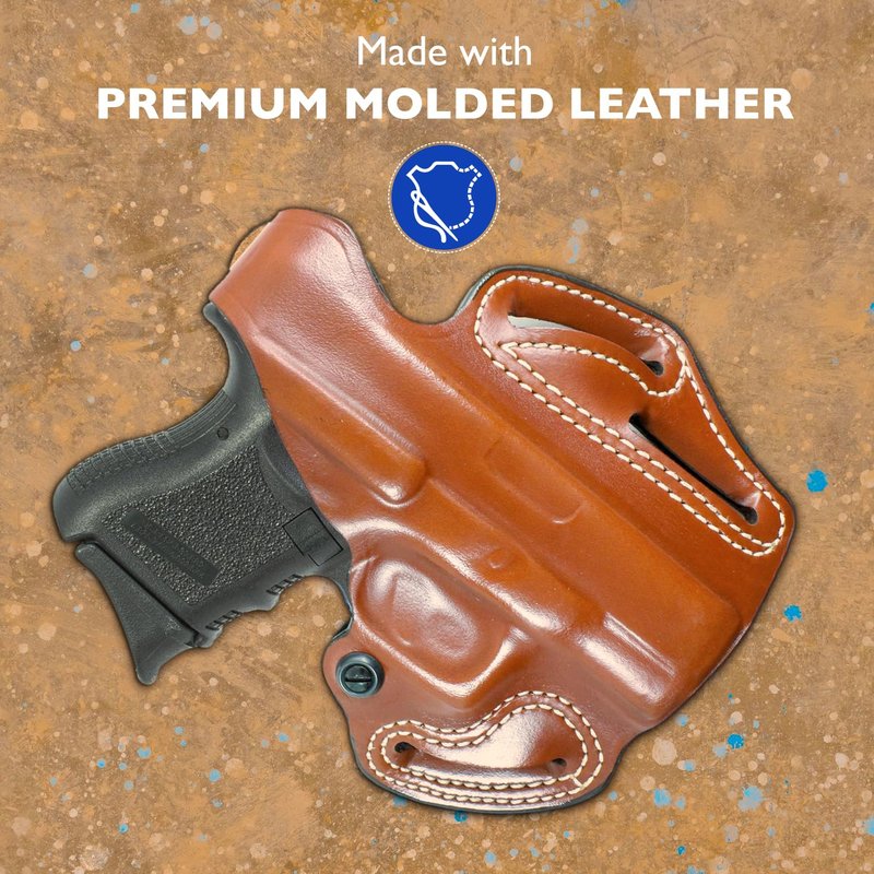 DeSantis Thumb Break Scabbard - OWB Leather Gun Holster for Men and Women, Outside the Waistband, Compatible with Glock 26, 27, 33 - Right Hand Draw, Tan