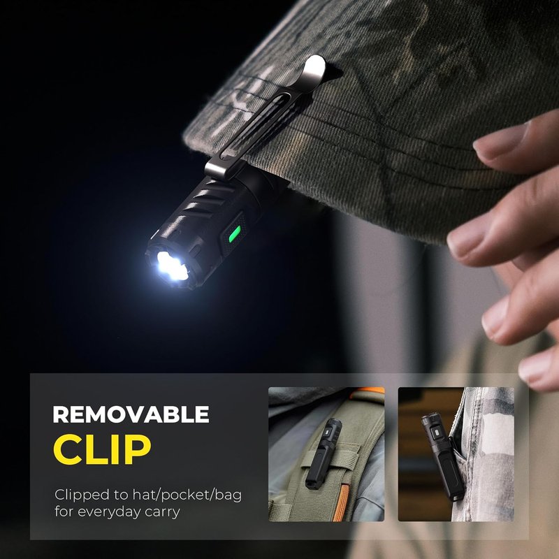 Keychain Flashlight - 650 Lumens USB-C Rechargeable Mini Light | Waterproof Pocket Size for Camping & Emergencies - Midnight Black