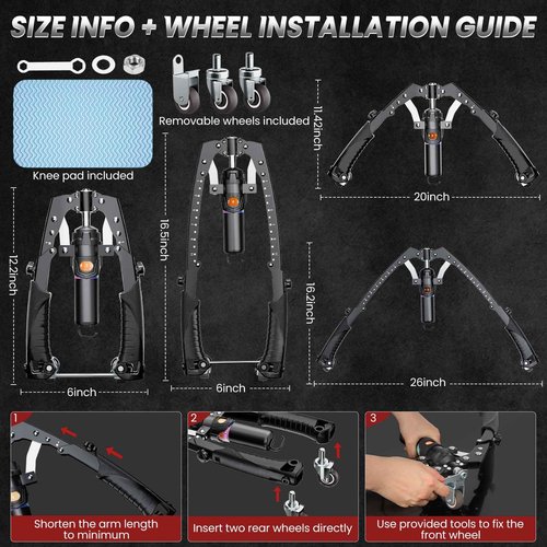 Twister Arm Trainer, 3 in 1 Hydraulic Power Chest Workout Equipment with Ab Roller Wheels and Hooks, Adjustable 22-440lbs Arm Trainer for Men Women, Home Gym Equipment for Full Body Strength Training