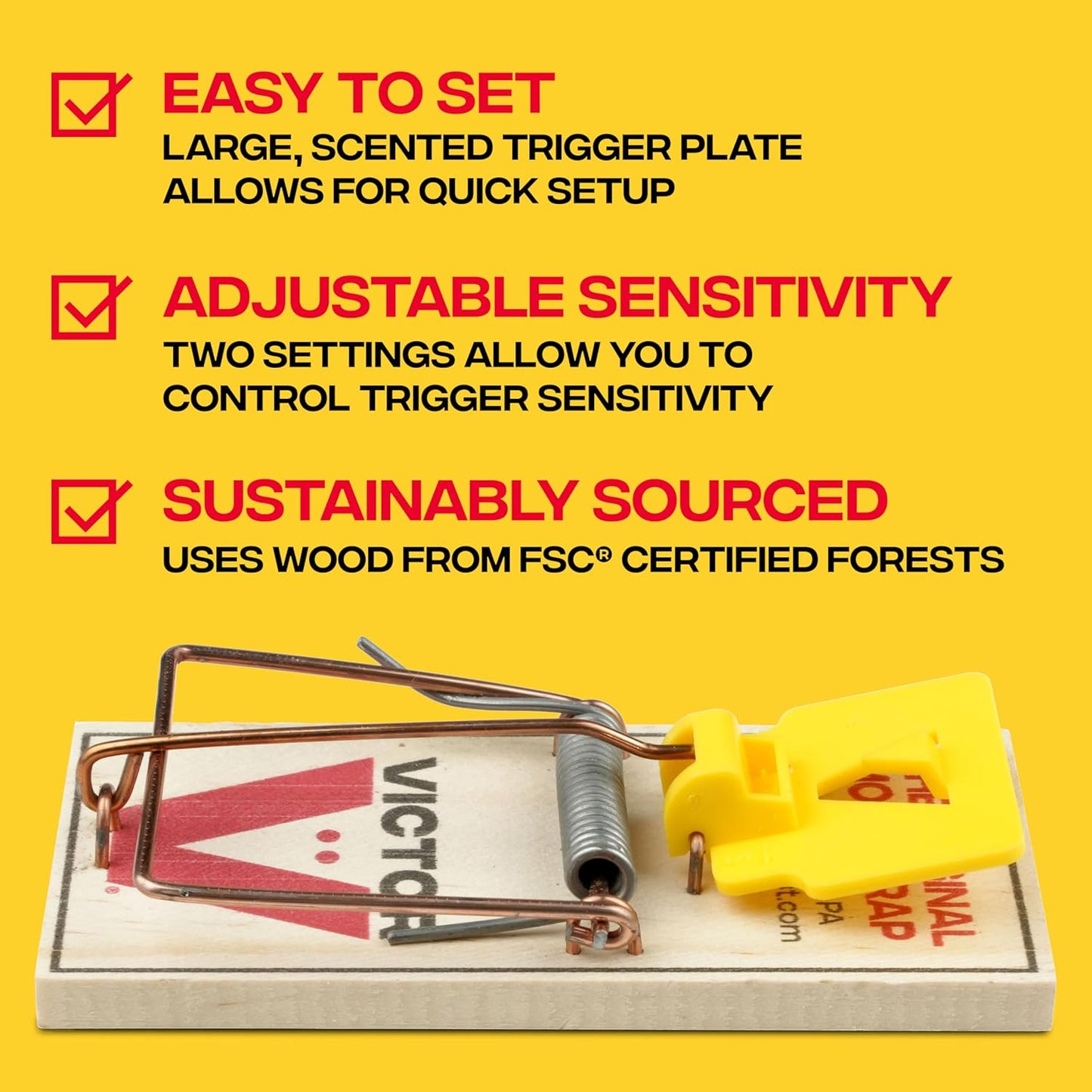 Victor Mouse Traps - Eco-Friendly Wooden Mouse Traps with Plastic Pedal | 12 Pack