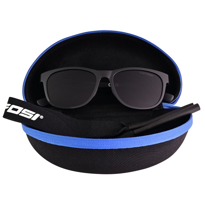 Tifosi Optics Swank Sunglasses Bundle with Case and Eyewear Straps (Blackout/Smoke)