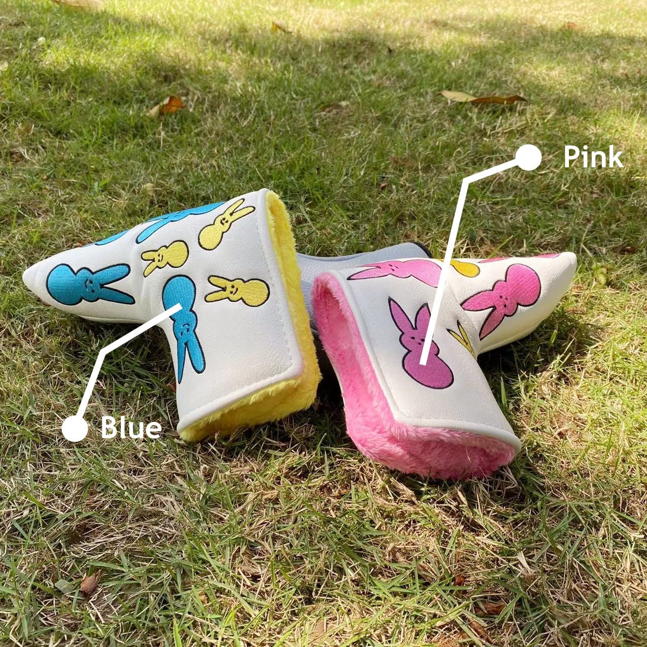 Putter Cover Magnetic Bunny Year Bunny Putter Headcover Golf Putter Head Cover Headcover Magnetic Golf Blade Putter Cover (Pink for Girls, Blue for Boys) (Pink Bunny)