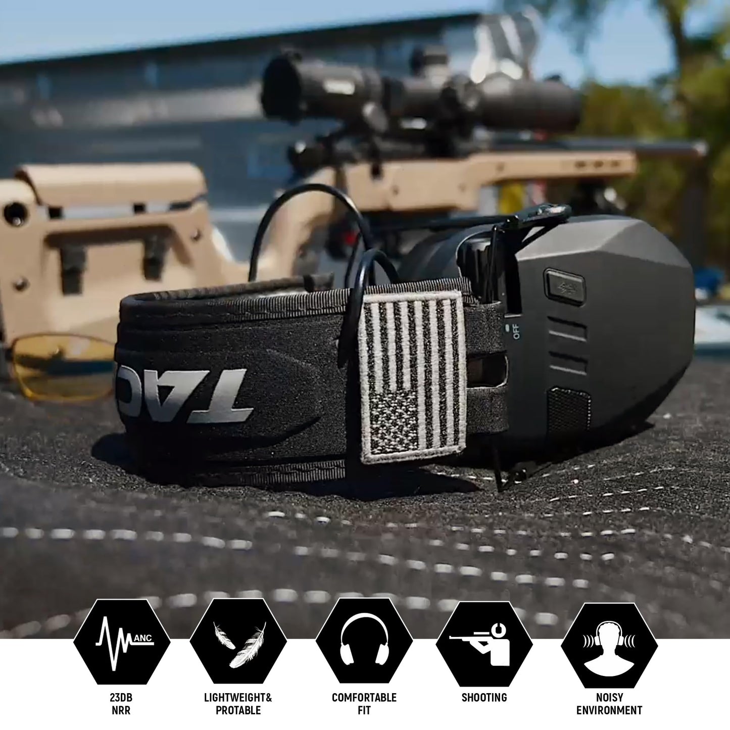 TACWIN Shooting Ear Protection for Gun Range, Active Noise Reduction NRR 23dB Hearing Protection Ear Muffs for Shooting