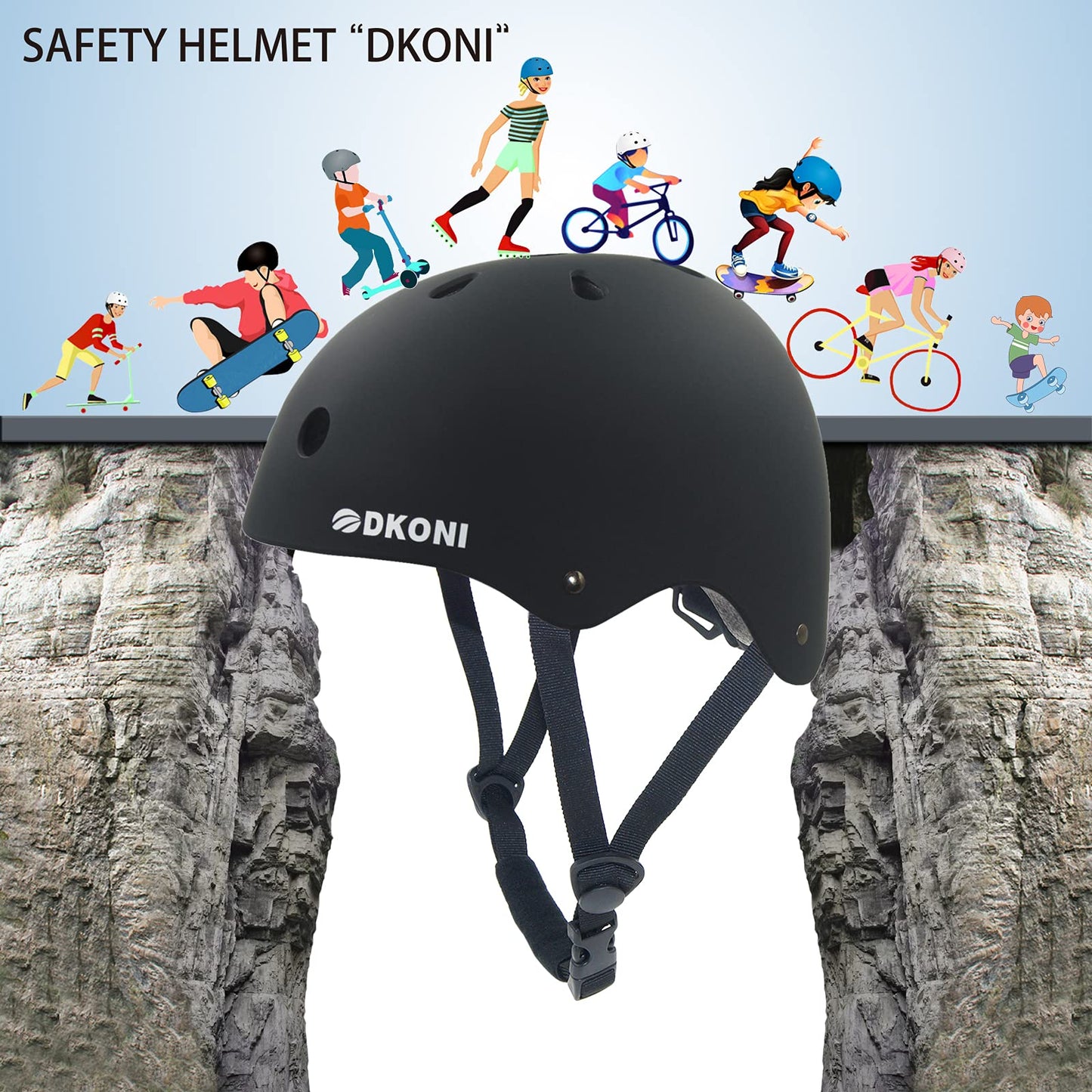 Kids Bike Helmet, Adjustable and Multi-Sport, from Toddler to Youth, 3 Sizes