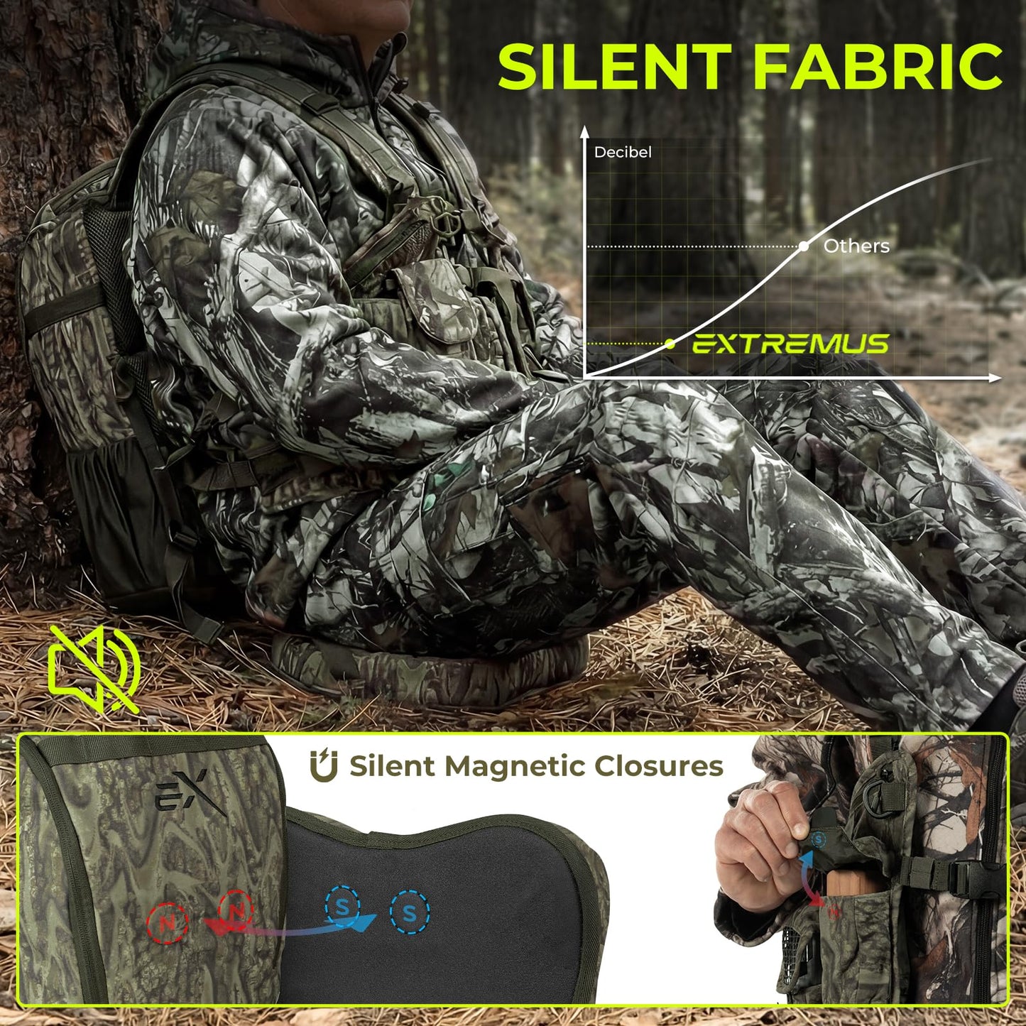 Extremus By KastKing BearHauler Turkey Hunting Vest with Thick Seat, Convertible Daypack, Hide-Away Shotgun Sling, Call & Shell Pockets, Hydration Pocket, Quiet Fabric
