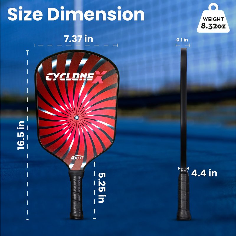 DOTi High-Spin Carbon Fiber Pickleball Paddle Set – Abrasion-Infused Surface, Elongated Design for Enhanced Power and Contro