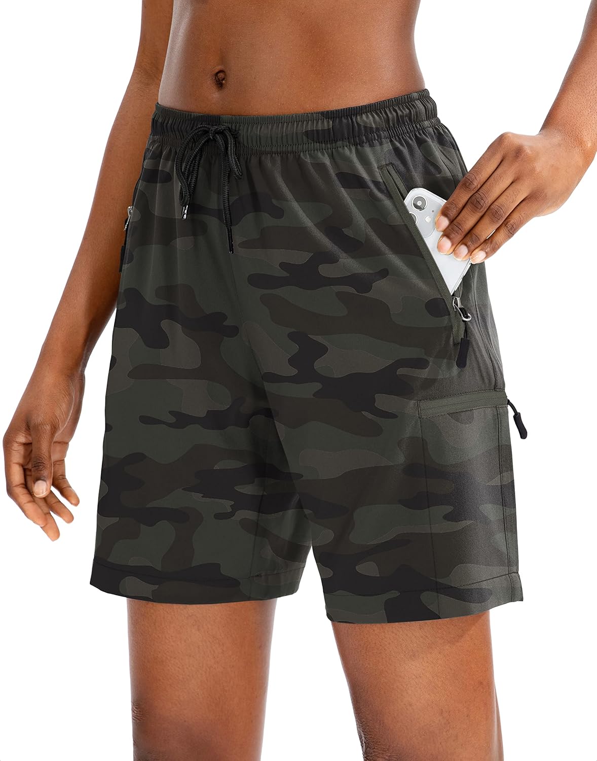 SANTINY Women's Quick Dry Hiking Cargo Shorts | Lightweight Athletic Shorts with Zipper Pockets - 5"/7"/9" Sizes