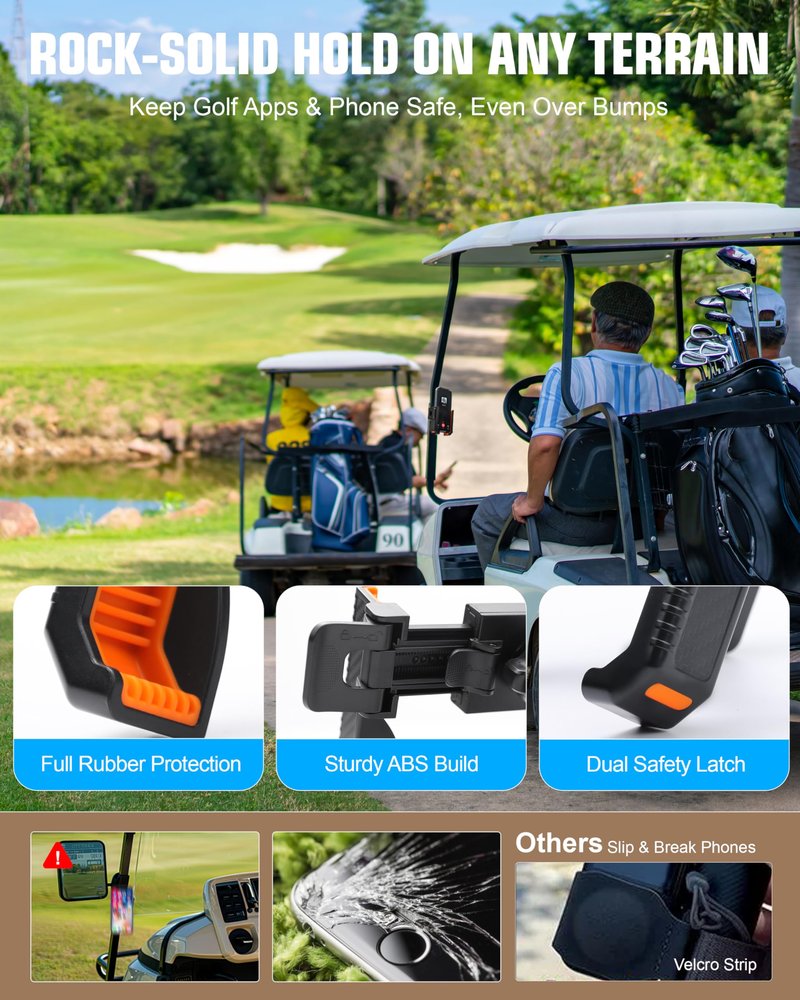 XEEP 2026 Magnetic Golf Cart Phone Holder 8pcs N52 Magnets, 360° Rotation, One-Touch Lock, Compatible with EZGO/Club Car/Yamaha, Golf Cart Cell Phone Holder for All 4.5-7" Smartphones