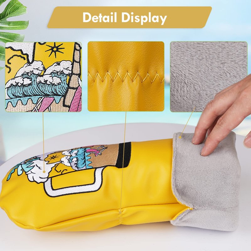 Craftsman Golf Beach Palm Tree Beer Yellow Leather 3 5 Fairway Wood Headcover Head Cover