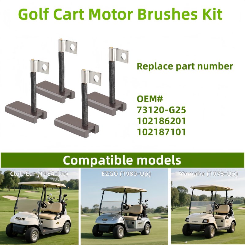 GENOUR Golf Cart Motor Brushes Kit - Compatible with EZGO (1980-Up), Club Car (1984-Up), Yamaha (1978-Up) | Replacement Carbon Brushes for Golf Cart Motors & Upgrade Kit