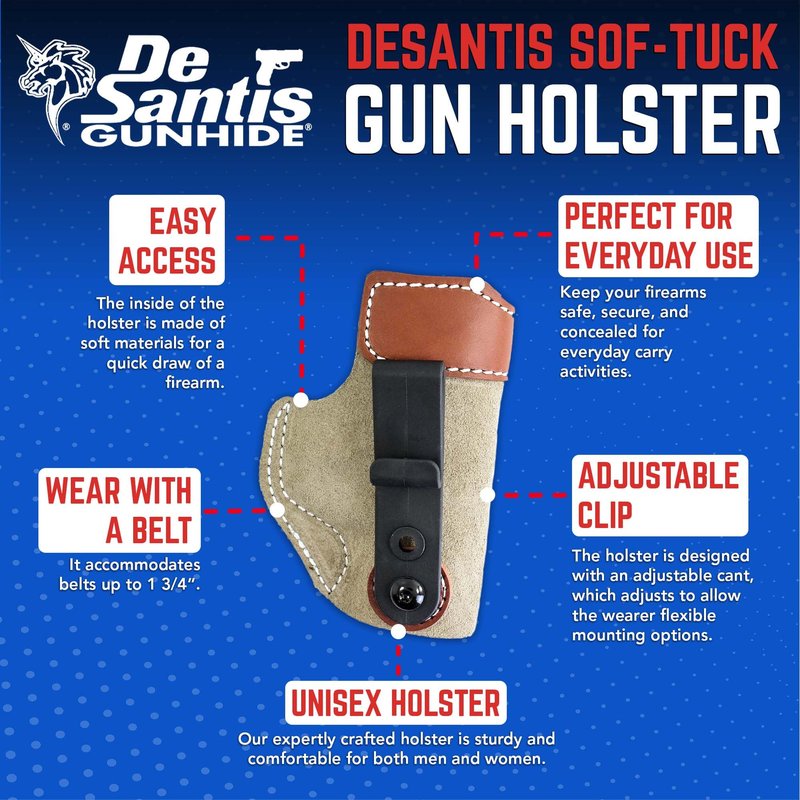 DeSantis Sof-Tuck IWB Holster- IWB Holster, Conceal Carry Gun Holster, Compact Holster, Compatible with Ruger LC9, EC9S, Kahr P45, PM45, Taurus 709 SLIM, S/A XDS MOD 2 3.3"" - Right Hand Draw, Tan