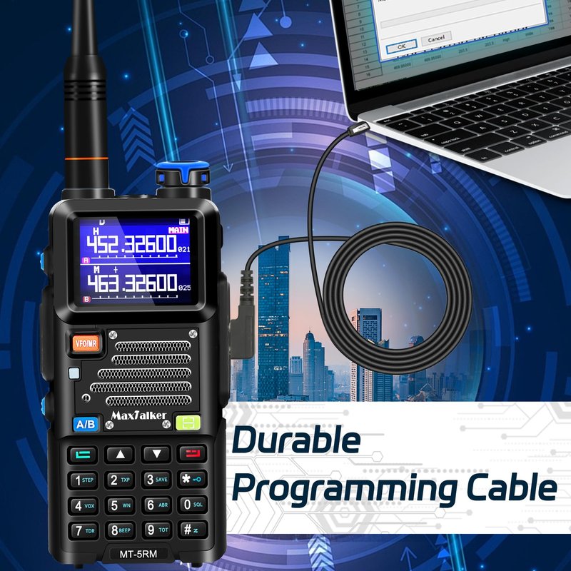 5RM Ham Radio Handheld 10W: Ham Rasios Long Range with NOAA Weather Receiver, Upgraded Antenna, Speaker Mic, Programming Cable, 2500mAh Battery Type-C Charging for Work,Camping,Hunting Essential 2Pack