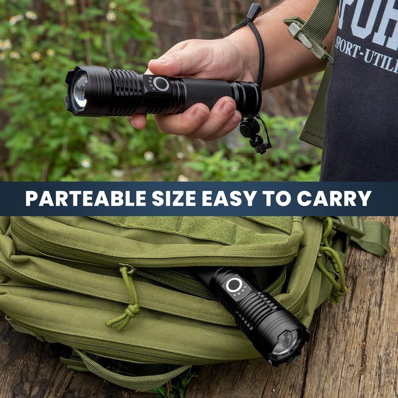 ALSTU 4 Packs Flashlight Rechargeable, 990,000 High Lumens Bright Flash Light, 5 Modes Adjustable Linternas, Powerful Handheld LED Flashlights for Home Camping