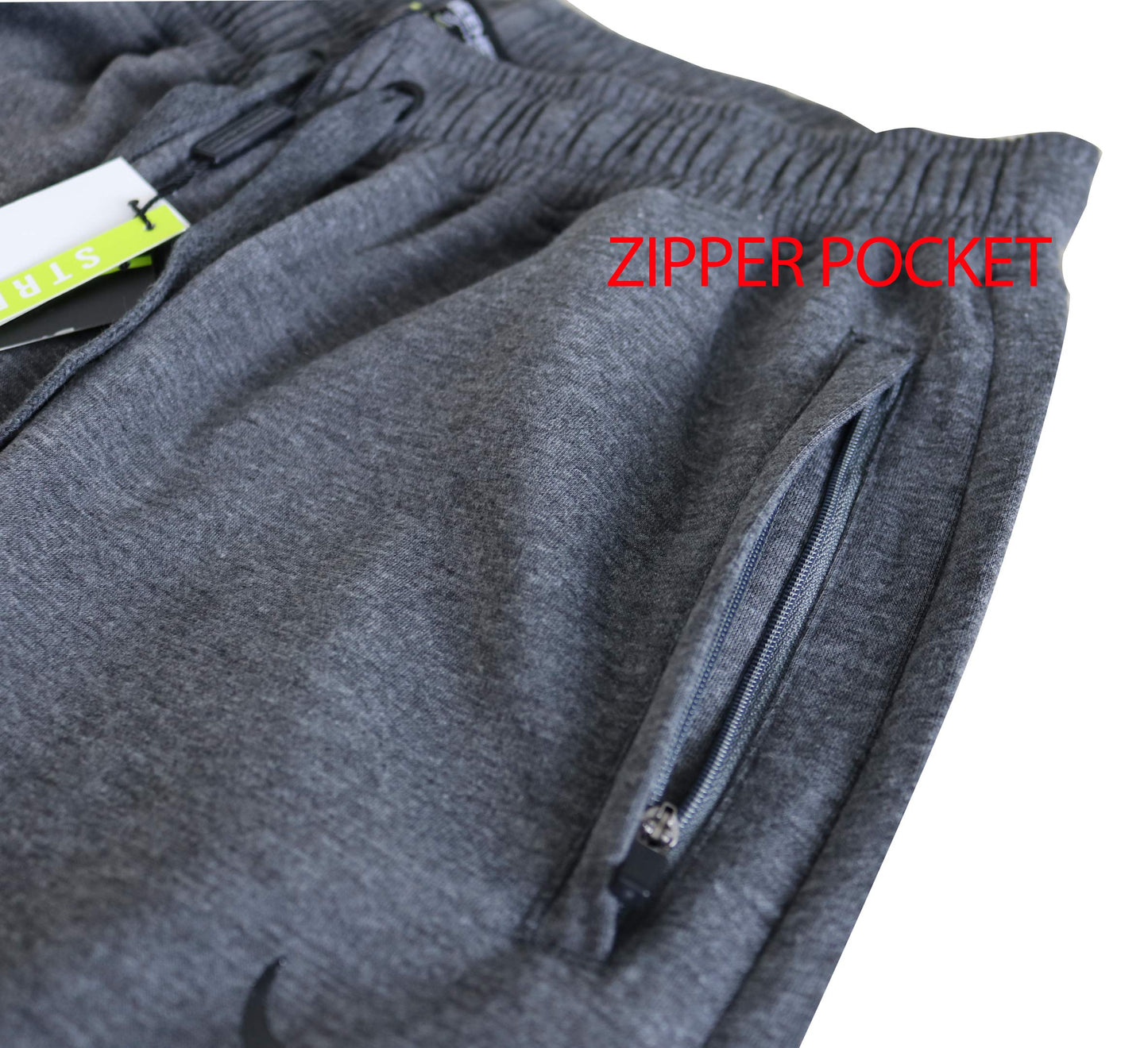 Screenshot Sports-A4051 Mens Premium Slim Fleece Pants Zipper Pockets - Athletic Jogger Fitness Workout Gym Sweatpants-H.Charcoal-Medium