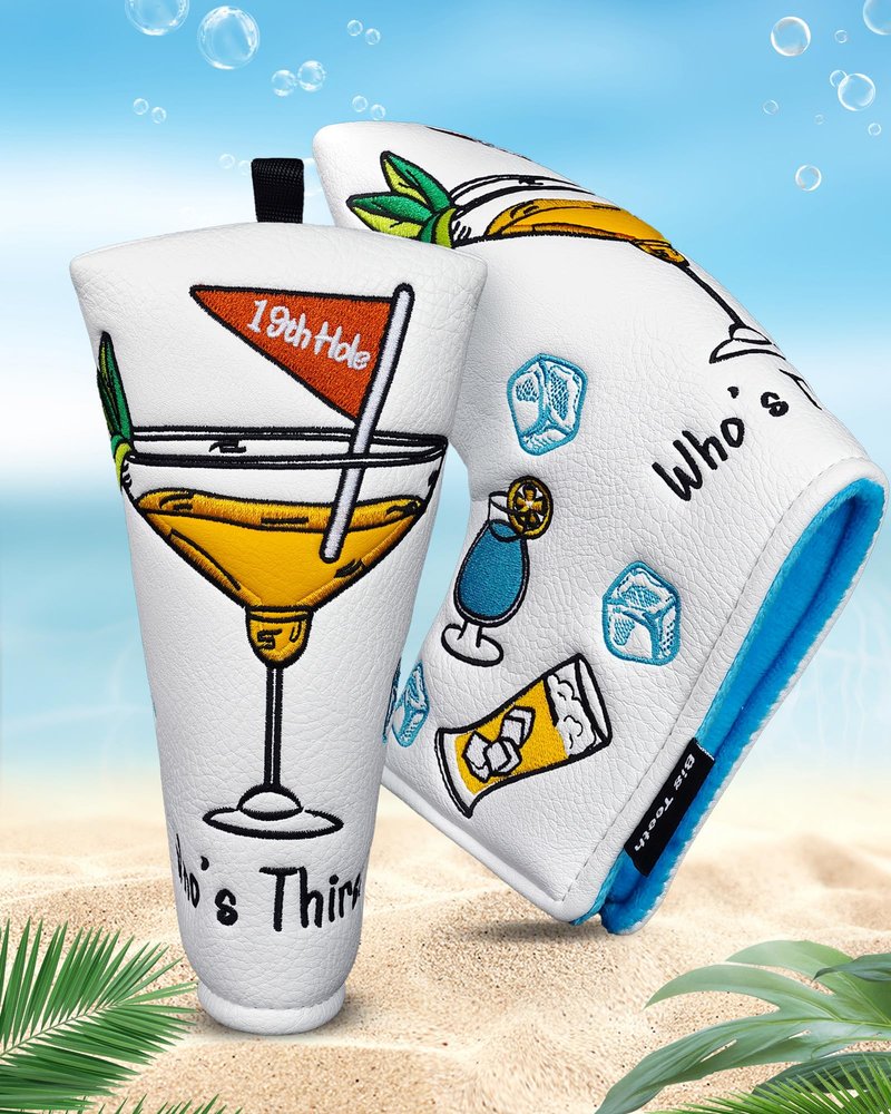 Big Teeth Golf 19th Hole Driver Headcover, Drink-Themed Cover,Funny and Cute Putter Cover White Golf Club Covers Golf Gifts (Blade)
