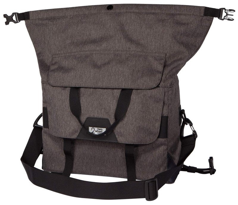 Two Wheel Gear - 4 in 1 Dayliner Box Bag (20 Liter) - Water Resistant Rolltop for Bike Handlebars, Rack Trunk or Basket with Shoulder Strap (Graphite Grey)