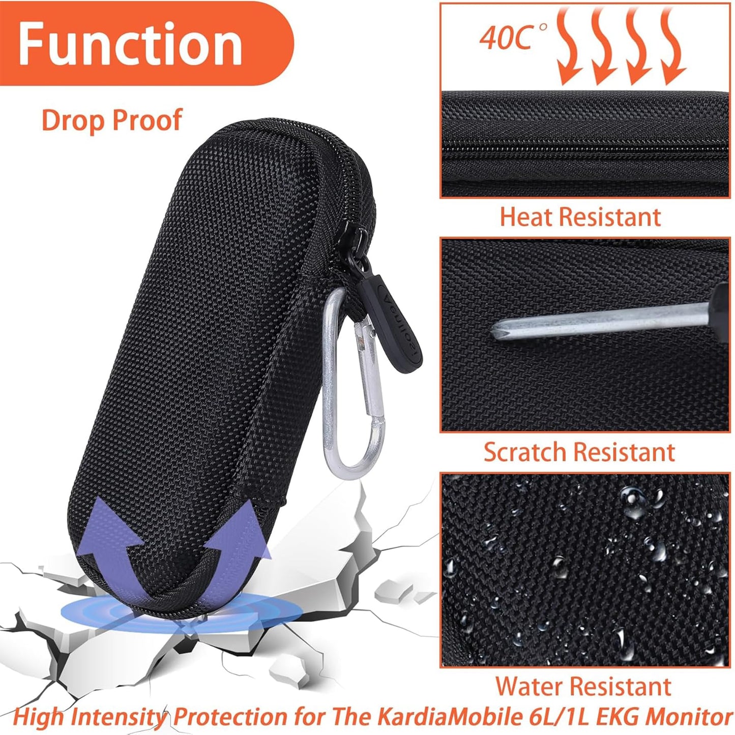 Aenllosi for Alivecor/KardiaMobile 6L Max/6L/1L EKG Monitor Hard Protective Storage Case,Black (Case Only)