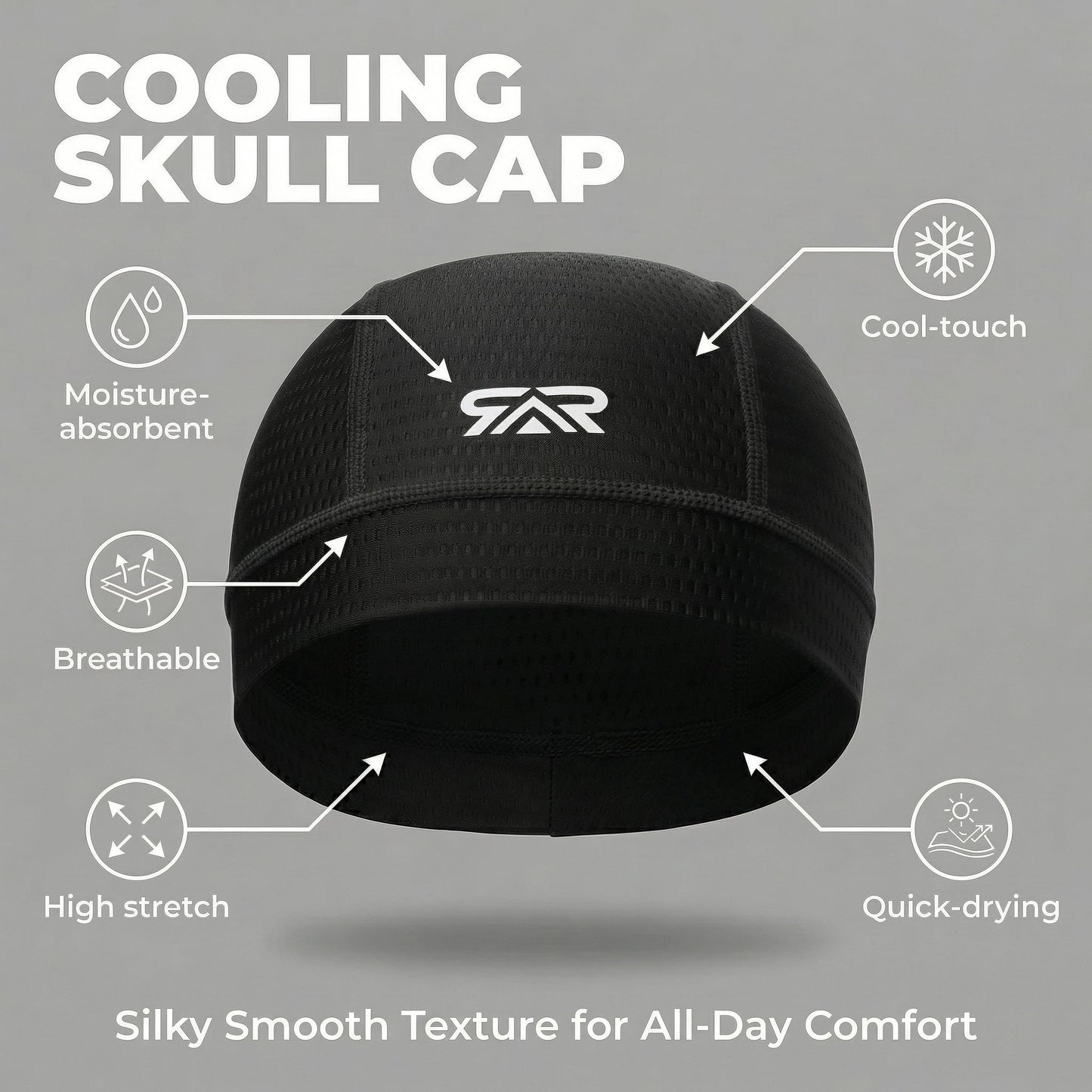 2-Pack Cooling Skull Cap Breathable Mesh Helmet Liner Motorcycle Cycling