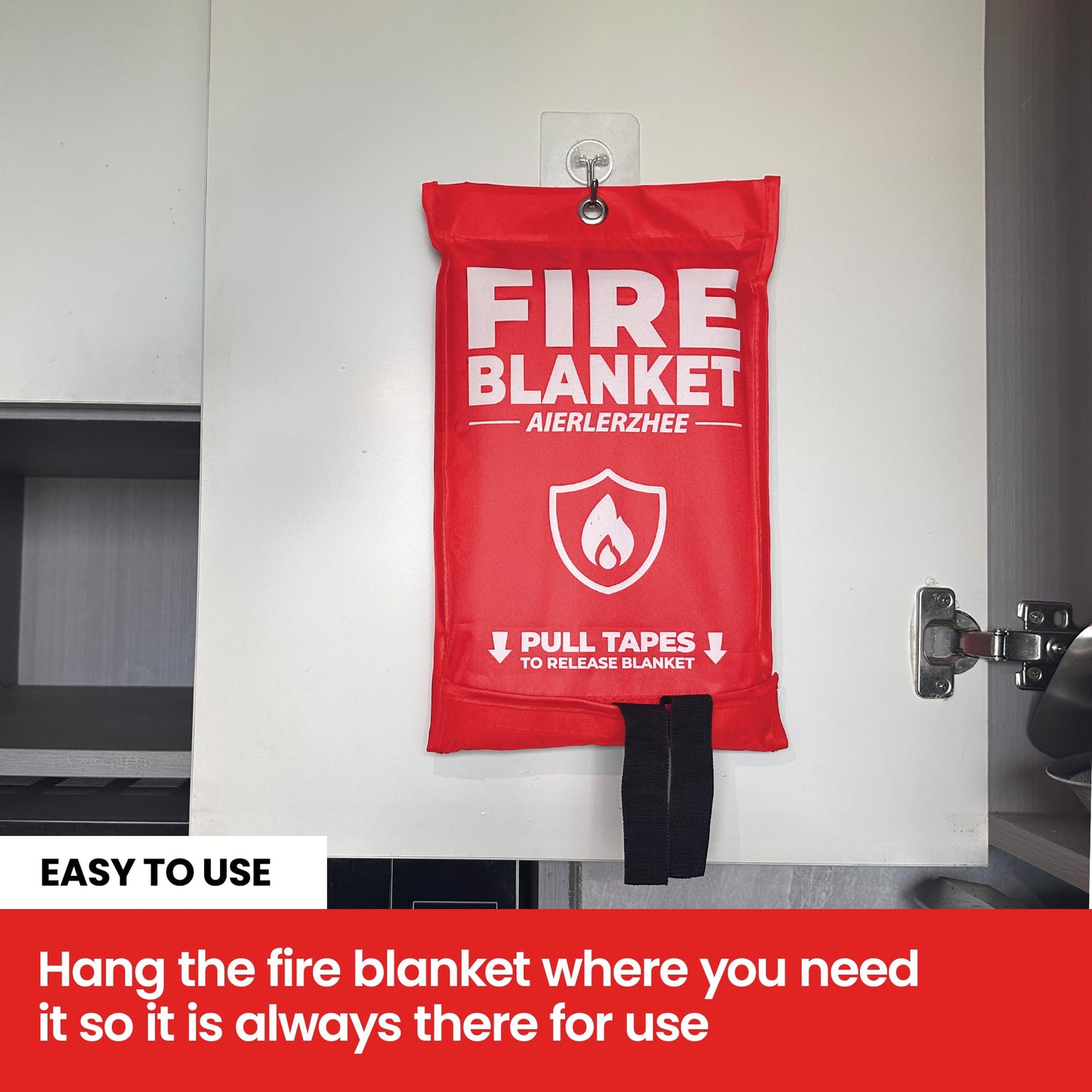 AIERLERZHEE Fire Blanket 2 Pack 40"x40" – CE Certified Fiberglass, Heat Resistant to 1076°F – No-Mess Fire Suppression for Kitchen, Grill, Car, Camping & Home Safety