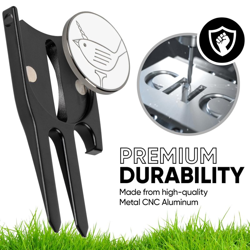 Birdicorn Golf Divot Repair Tool & Golf Ball Marker 6-in-1 Golf Divot Tool with Ball Marker, Line Stencil, Coin Holder, Putting Aimer, Bottle Opener, Club Rest