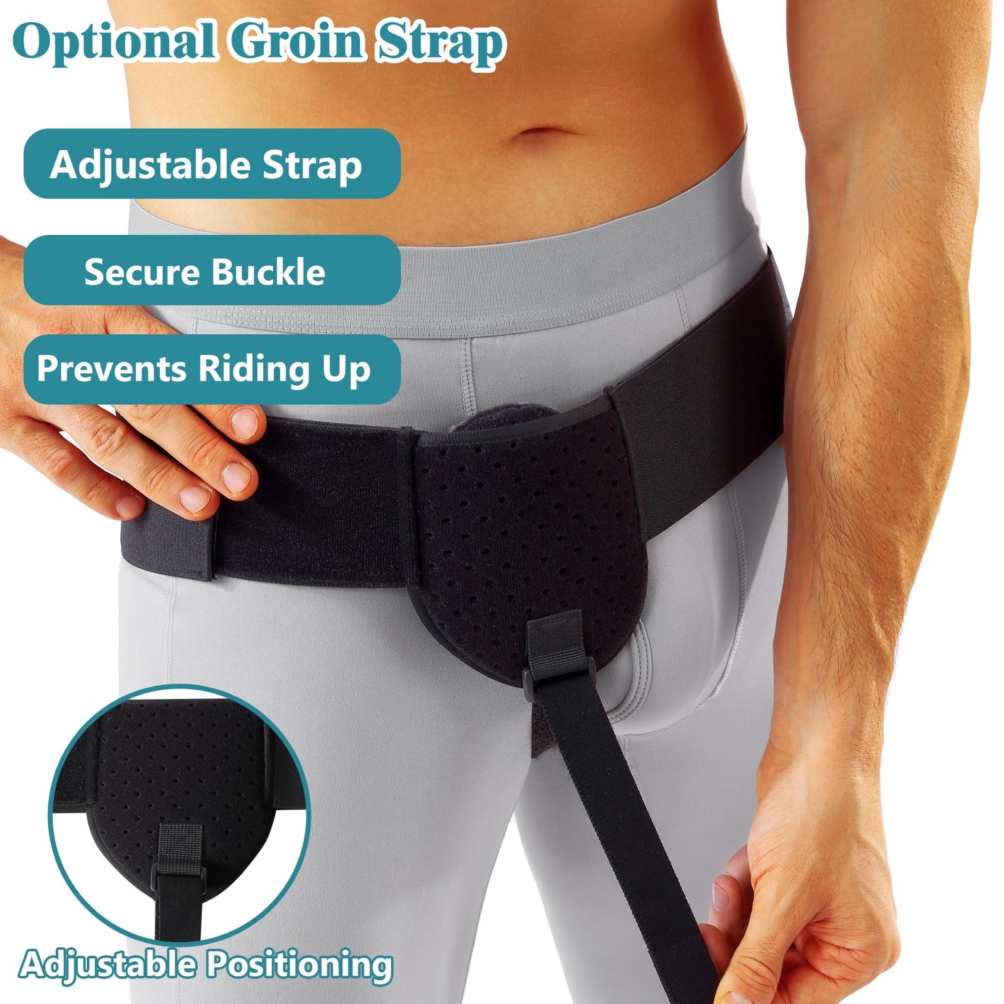 PAZ WEAN Inguinal Hernia Belt for Men & Women – Adjustable Support Truss for Groin Hernia Pain Relief, Bulge Control, Left or Right Inguinal Hernia with Pad Pocket