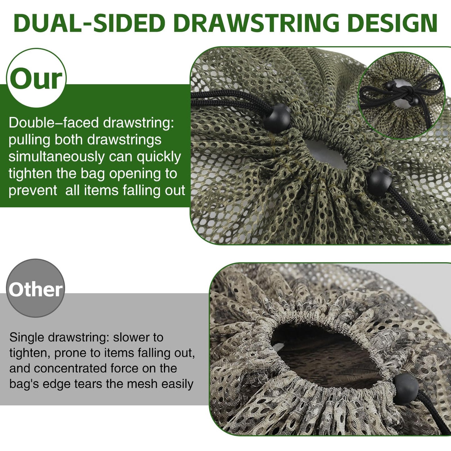 Archerest 1 Pack Extra Large Mesh Duck Decoy Bag, Decoy Bags for Duck Goose with Double Drawstring & Adjustable Shoulder Straps, Light Weight Turkey Waterfowl Hunting Storage Backpack