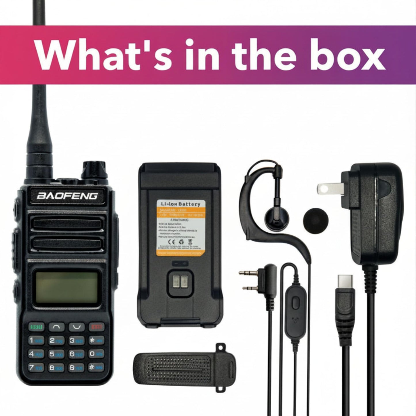 TP8Pro Baofeng Two Way Radio Long Range Max Power 8W - Walkie Talkie with USB Type-C Charging Kit: 2 Way Radio with Baofeng Battery 1800mAh VHF 144-148/UHF 420-450 Ham Radio