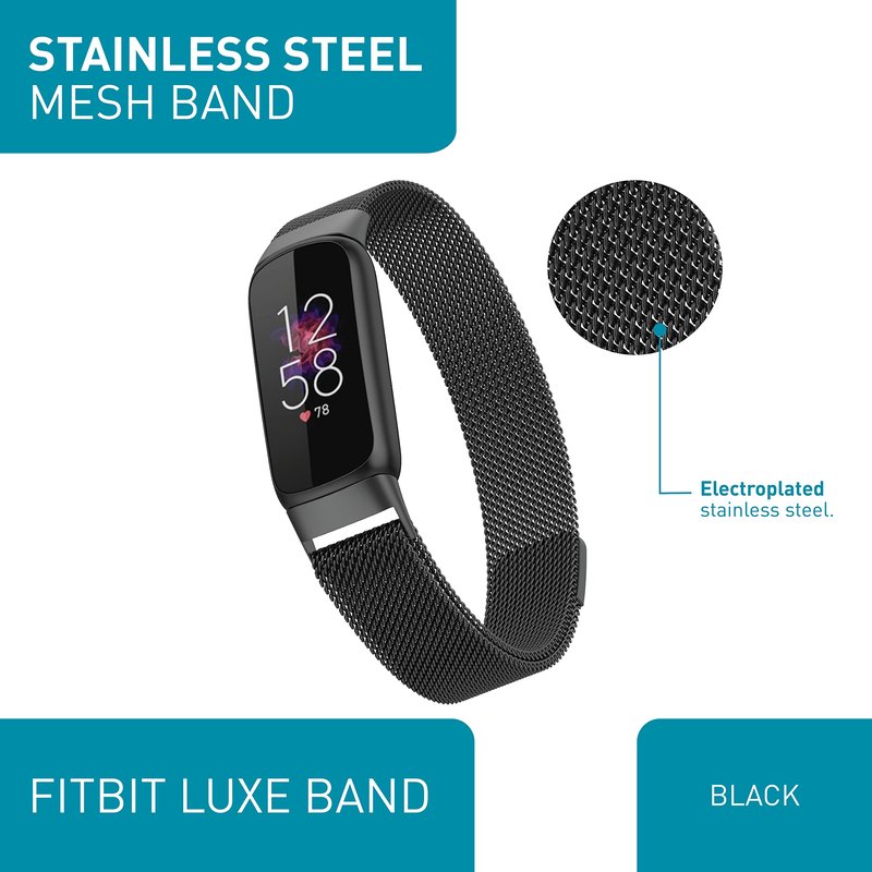 WITHit Designer Band Compatible with Fitbit Luxe (Link, Gold Stainless Steel)