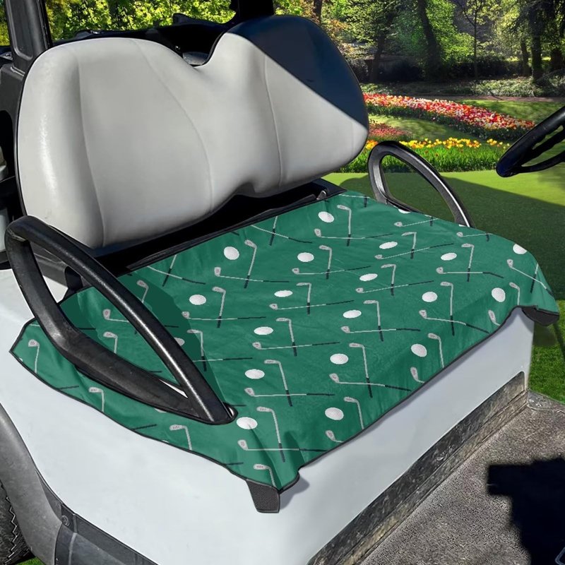 TODIYADDU Green Golf Balls Universal Golf Cart Seat Covers for Women Machine Washable Distinctive Golf Accessories Club Car with Armrests Easy Install for All Weather Conditions for Sightseeing Cars