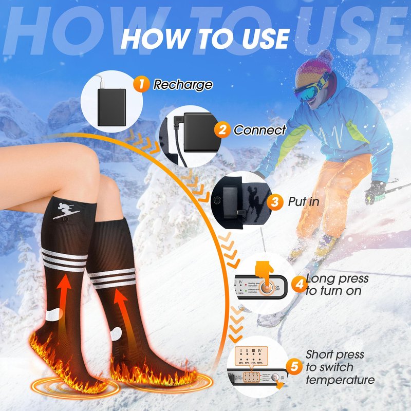 Heated Socks APP Control for Men Women with Rechargeable 20000mAh Battery,Electric Socks Up to 16H,Washable Heating Socks Best Gift for Skiing Camping Hunting Motorcycle Outdoor Walking Cycling