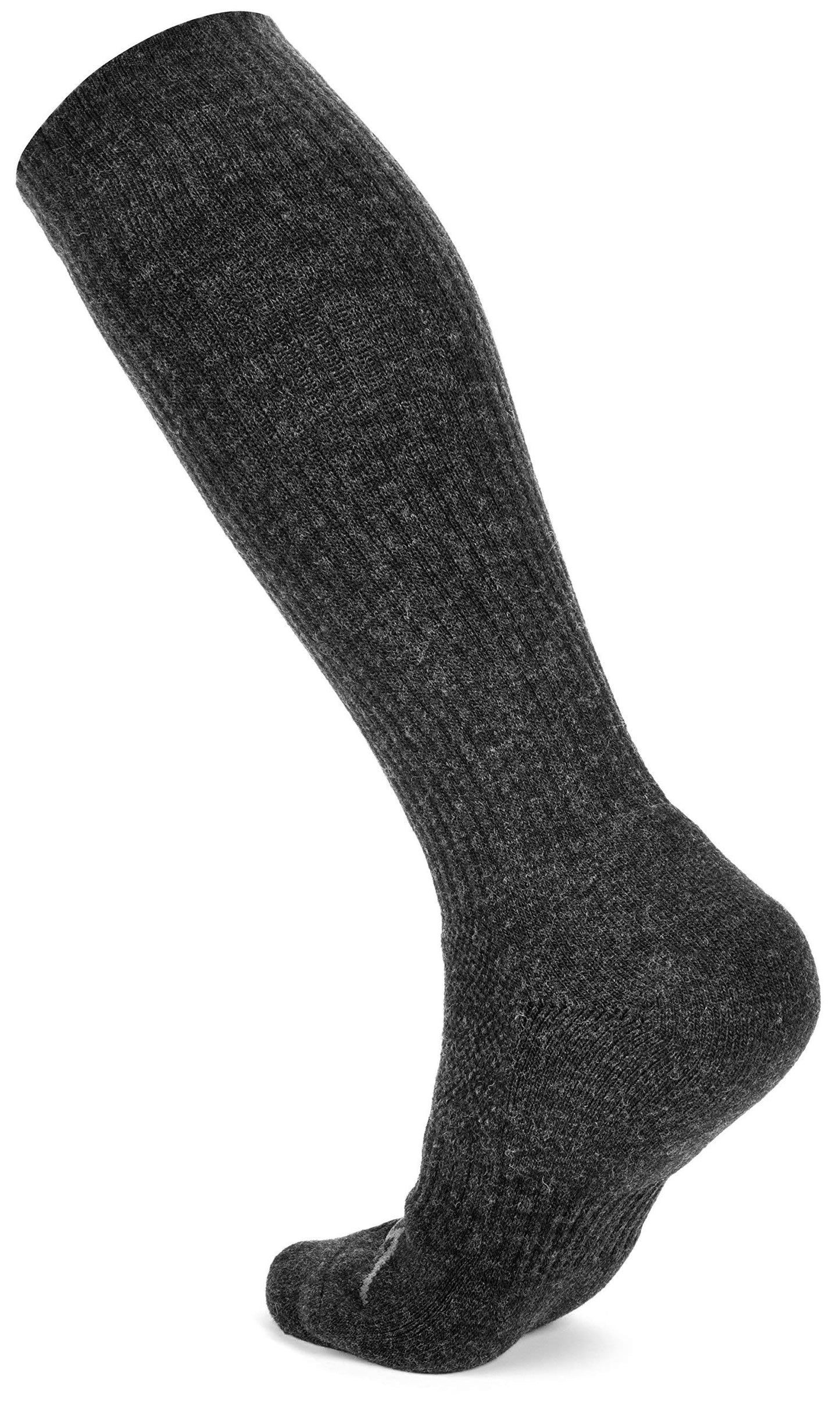 Wanderlust Knee-High Merino Wool Compression Socks Charcoal, Large (Shoe Sizes 8-12)