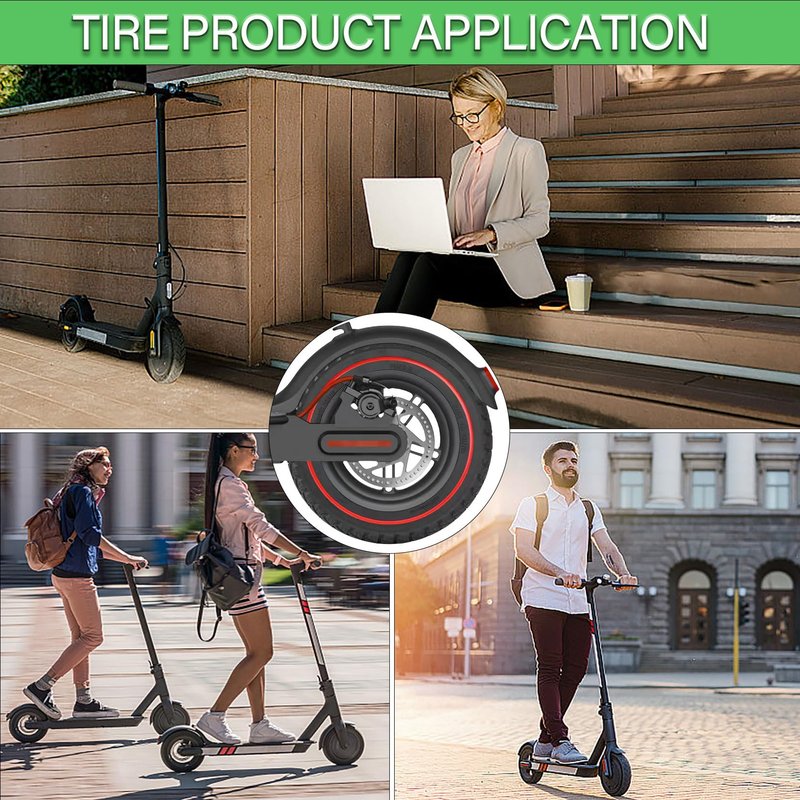Felixstory 10 Inch Solid Tire: 10x2.125 Tubeless Tires for Turboant X7 Gotrax Apex Hiboy S2 Pro Max Hover-1 Journey Electric Scooter Replacement Wheels, 10x2/54-152 Front Rear Tyre Red 2pcs
