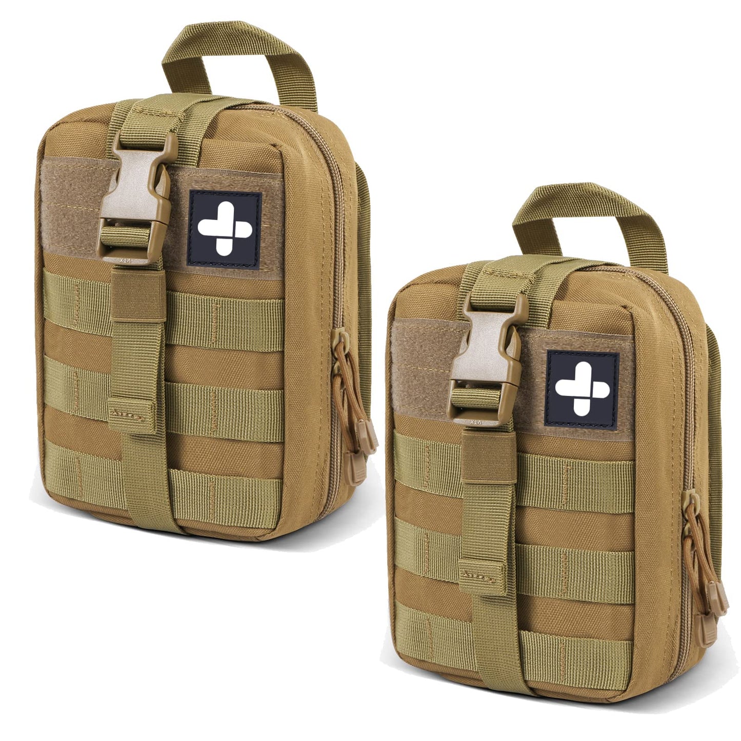 Gogoku 2-Pack First Aid Pouch 1000D Nylon Tactical Molle Medical Pouch Utility Pouch for Outdoor Activities Medical Supplies Bag Only Khaki