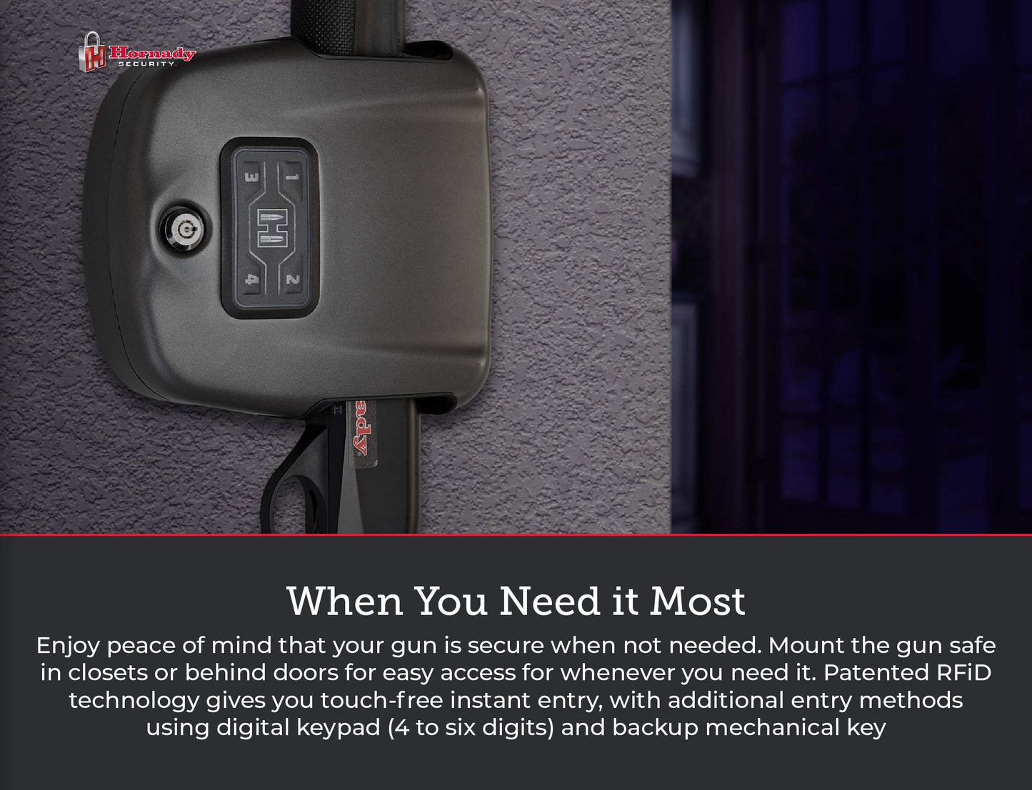 Hornady Rapid Safe Wall Mount for Long Guns – RFID Entry Quick Access Safe For Shotguns and Rifles