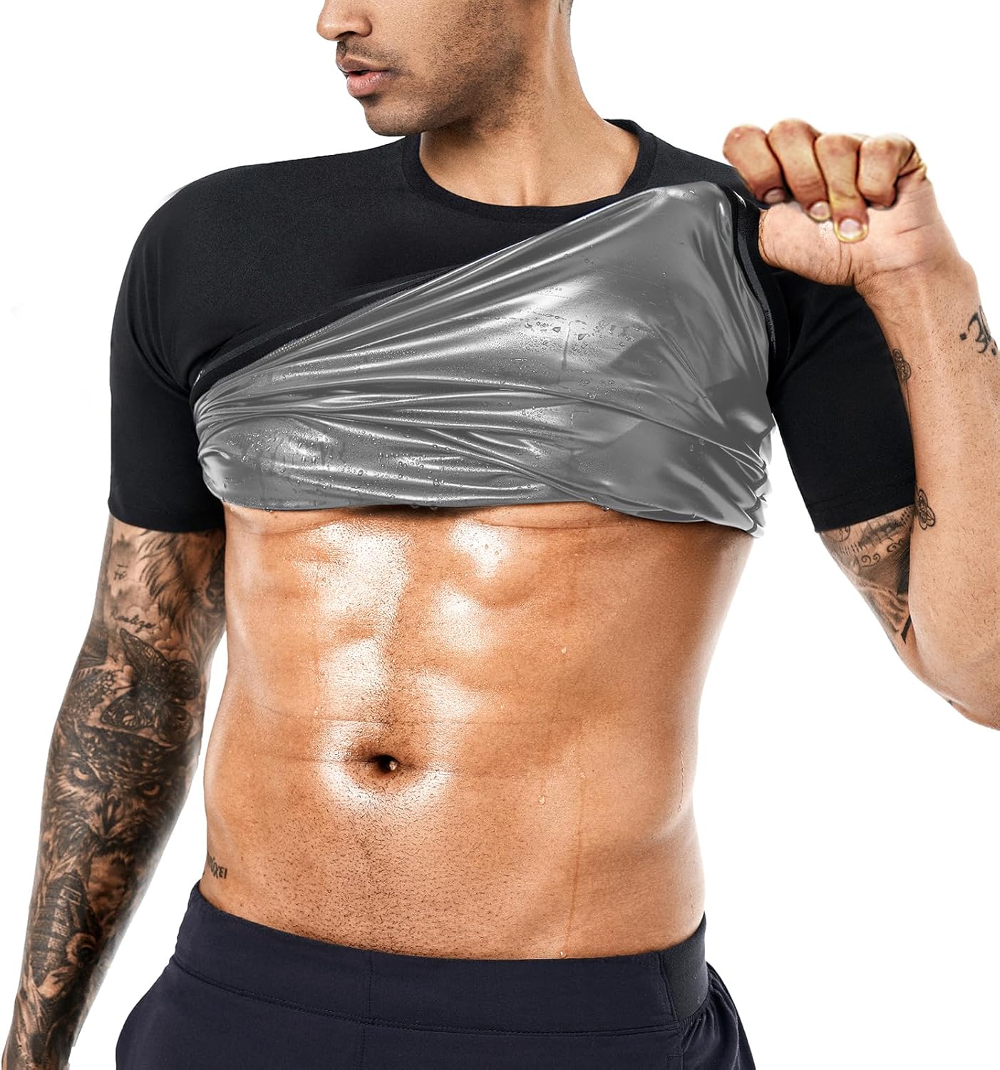 Men's Sauna Sweat Suit - Compression Vest for Enhanced Workouts | Short Sleeve Gym Shirt