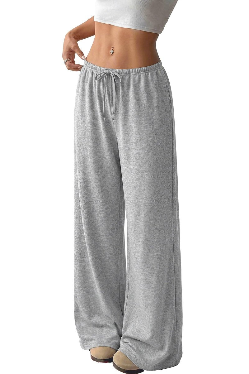Okiwam Women's Wide Leg Sweatpants Casual Lounge Travel Pants Workout Joggers Fashion Outfits 2026 Summer Clothes-M Grey