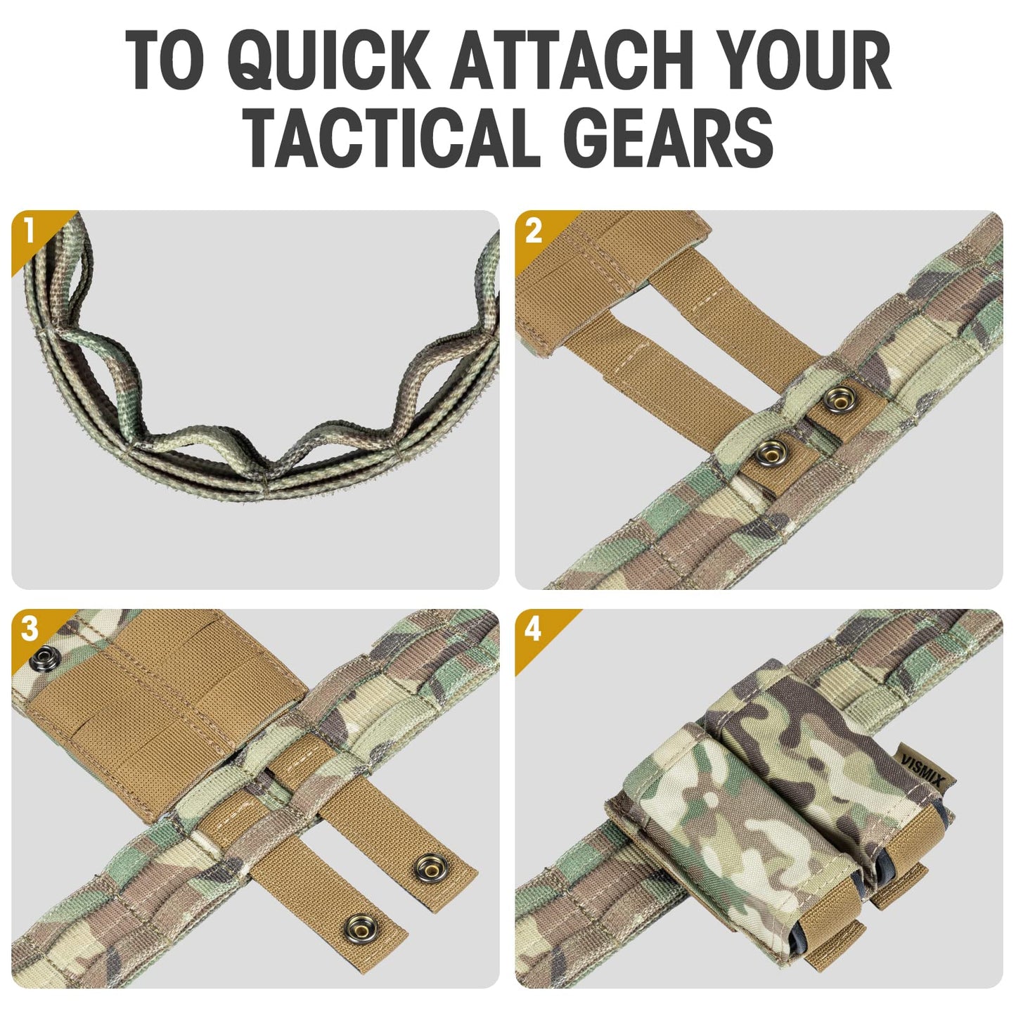 VISMIX Tactical Belt, Quick Release 1.75" MOLLE Battle Belt with Inner Belt and Anti-Slip Pad- Heavy Duty Battle Belts