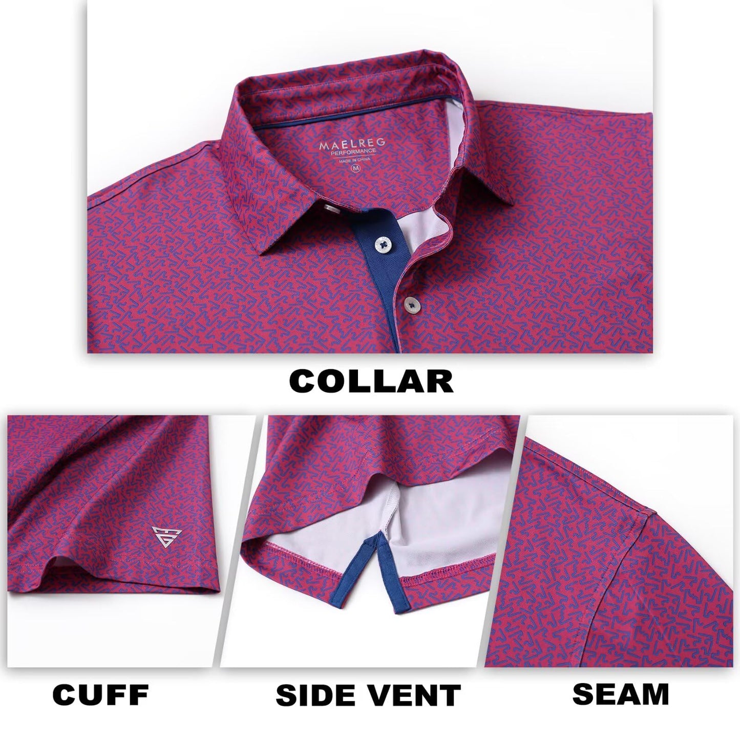 M MAELREG Polo Shirts for Men Quick Dry Fit Short Sleeve Performance Moisture Wicking Print Men’s Golf Shirts