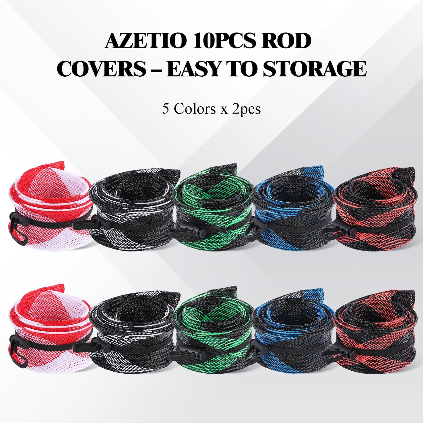 AZETIO 10 Pcs Fishing Rod Sleeves Rod Socks with Lanyard, Pole Sleeves