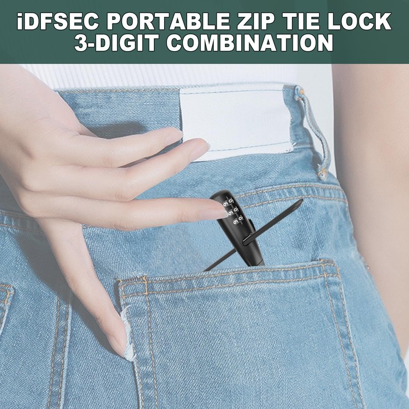 iDFSEC Zip Tie Bike Lock, Adjustable Cable Lock with Stainless Steel Core - Multi-Purpose Cable Lock for Securing Bike Rack, Helmets, Skis, Snowboards, Gates (2/Pack, Black)