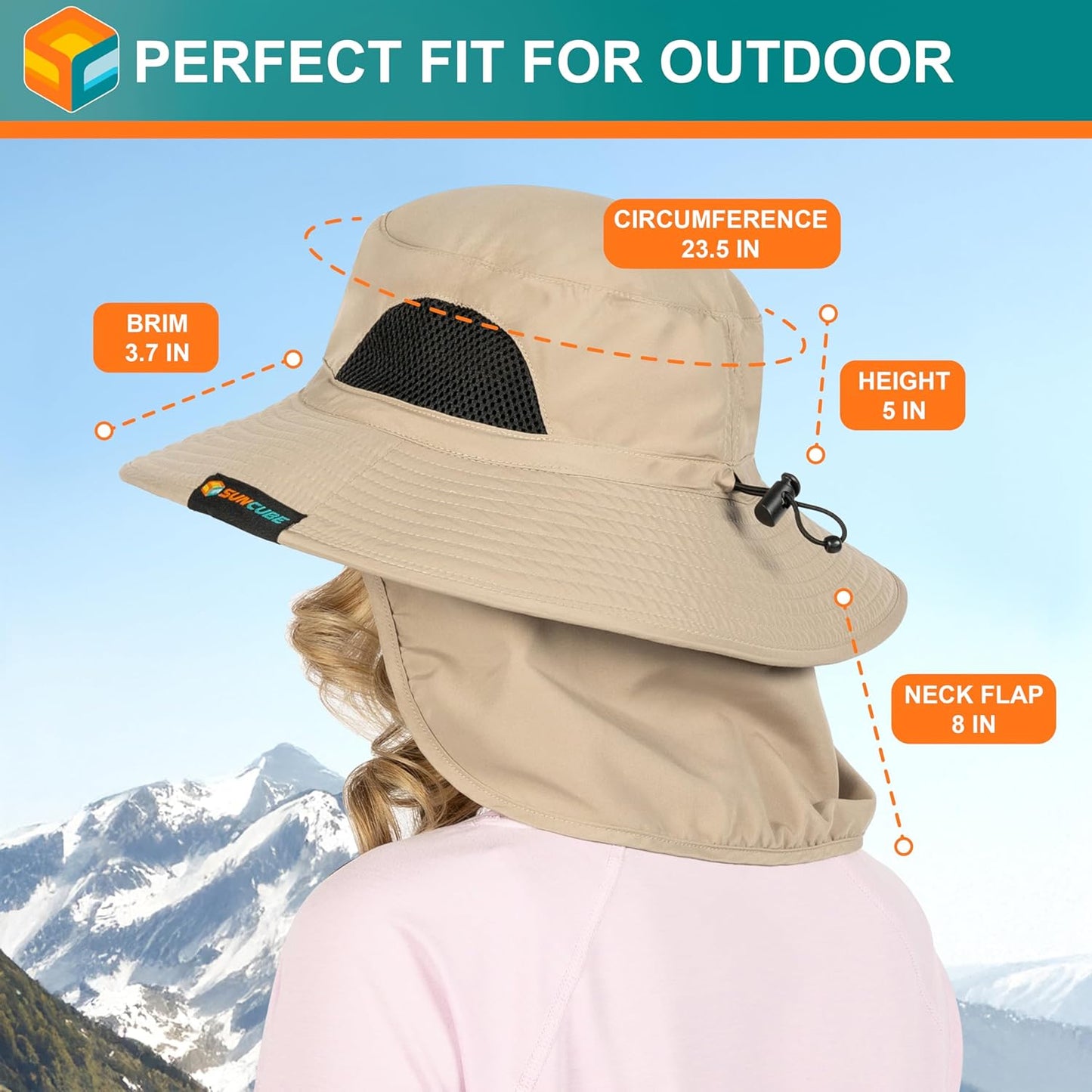Wide Brim Sun Hat for Men & Women - UPF 50+ UV Protection, Mesh Boonie Hat with Chin Strap | Ideal for Fishing & Hiking