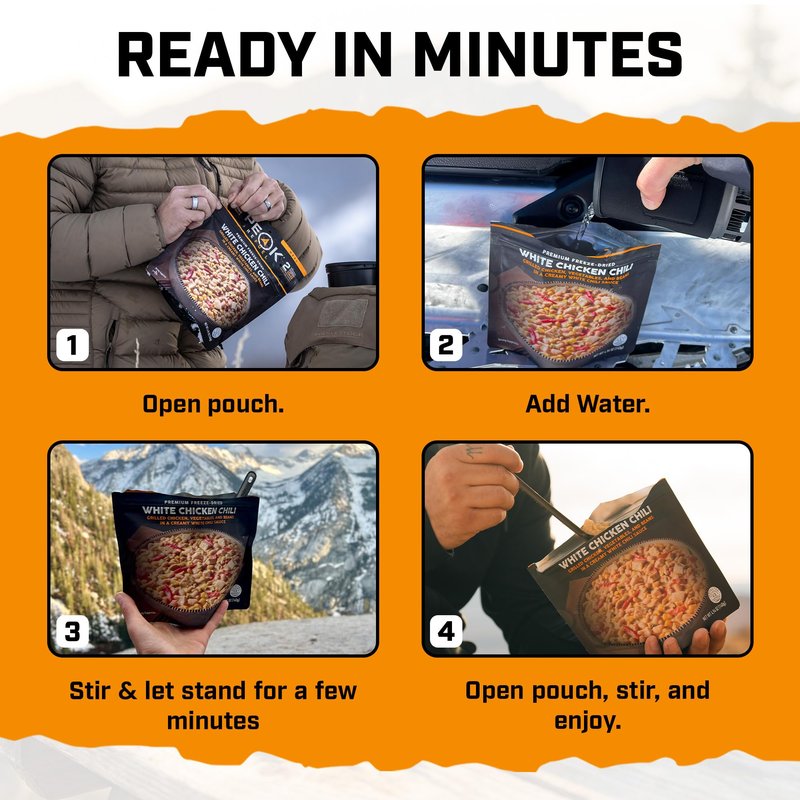 Peak Refuel White Chicken Chili | 41g Protein | 760 Calories | 100% Real Meat | Premium Freeze Dried | Amazing Taste & Quality | Backpacking & Camping & Prepper Food | 2 Servings