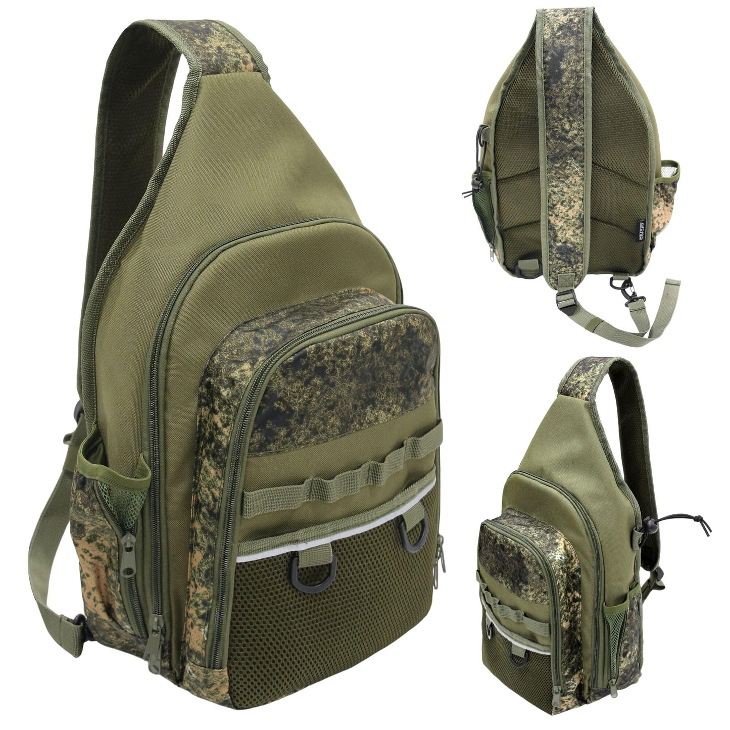 MYDAYS Fishing Sling Tackle Storage Bag, Lightweight Outdoor Sling Tackle Backpack for Fishing Gear and Equipment (Khaki)