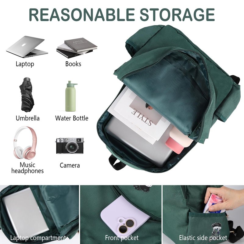 Offstar Travel Backpack, Leisure Backpack, Simple Cute Backpack, Anime Theme Bag, Sports Backpack, Suitable for Lighter Days or Weekend Outings, Military Green