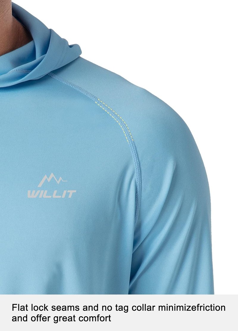 Men's UPF 50+ Sun Protection Hoodie - Lightweight Long Sleeve Rash Guard for Fishing | Outdoor UV Shirt with Pocket