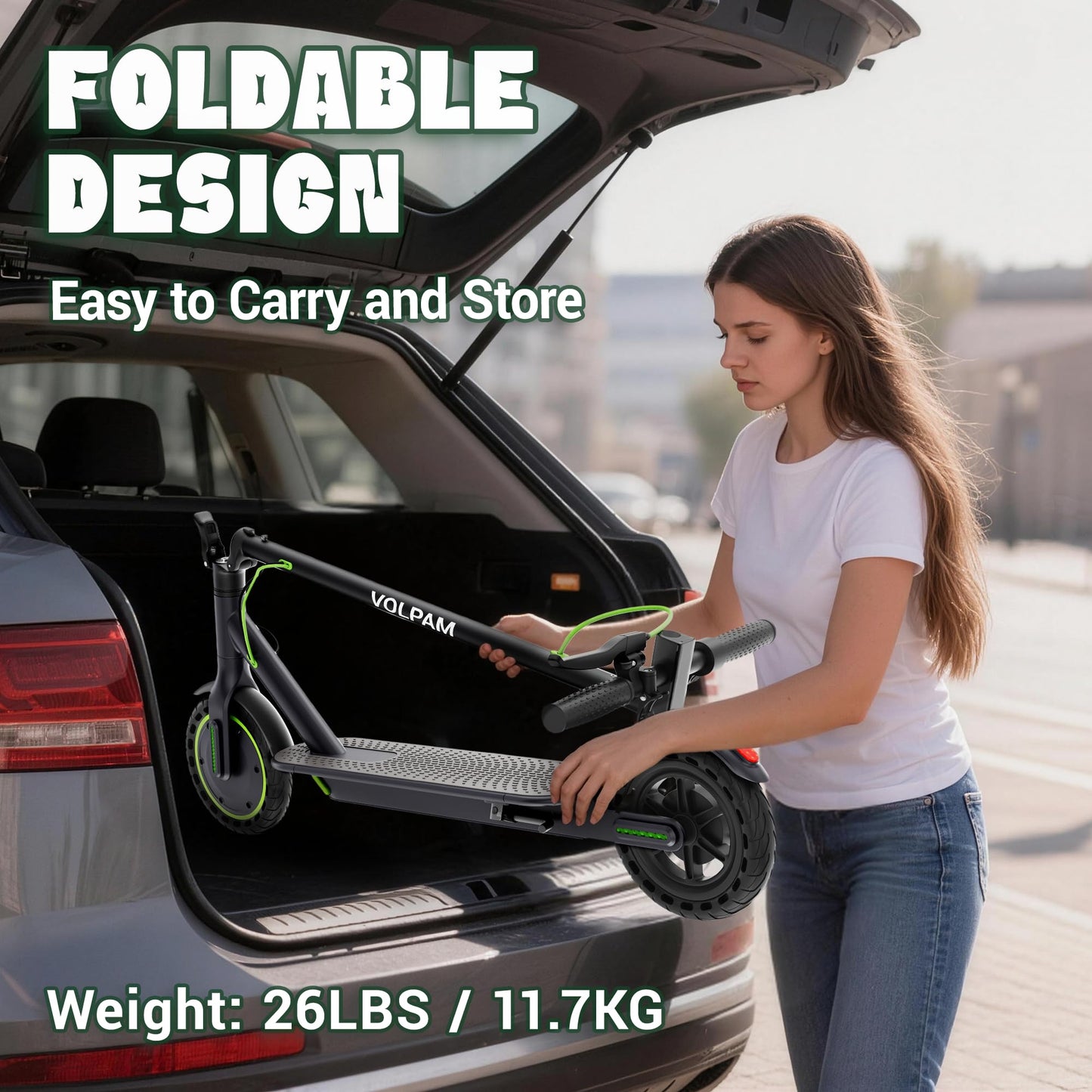 VOLPAM Electric Scooter with 8.5"/10" Solid Tire, 350W/500W Powerful Motor & 19/22 MPH Top Speed, 16-28 Miles Long Range, Folding E Scooter Choice