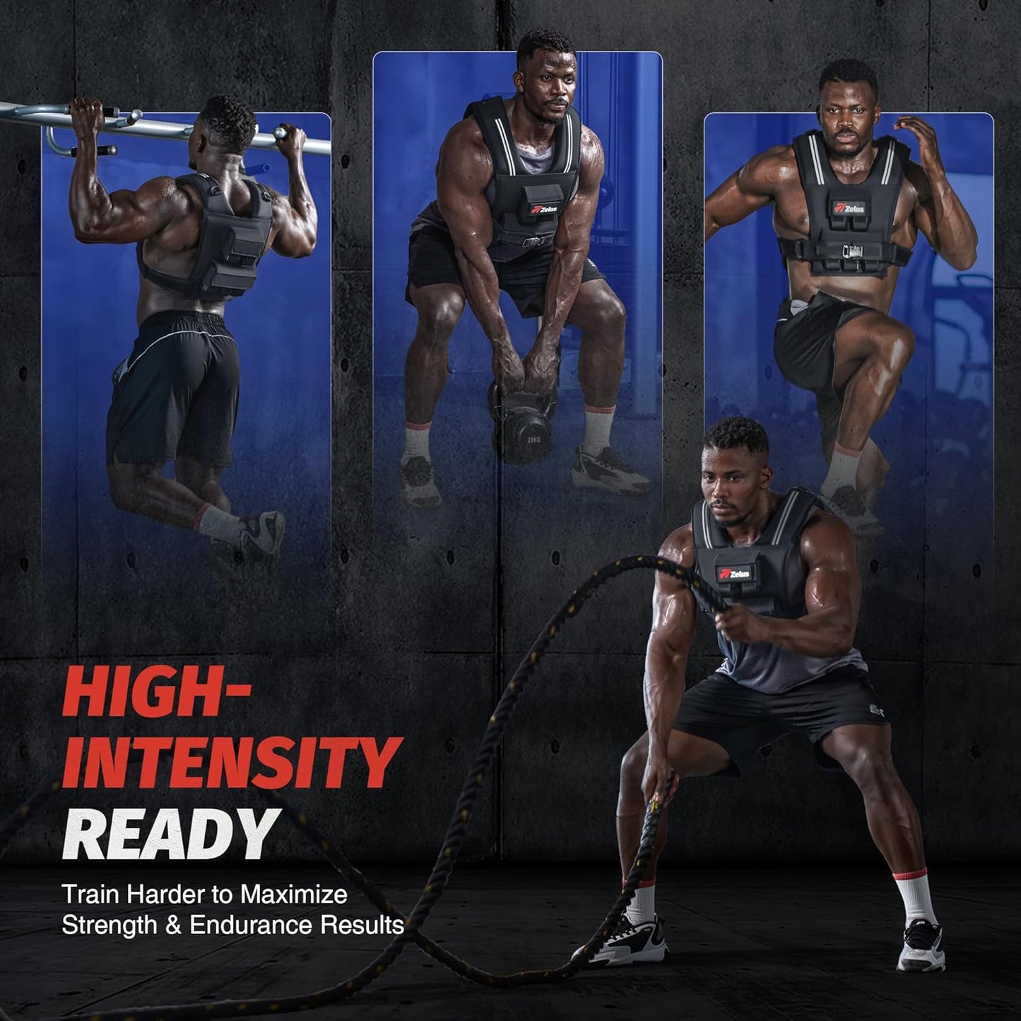 ZELUS Weighted Vest for Men - Adjustable 23lbs to 45lbs with Removable Iron Weights | No-Bounce Design for Strength Training & Running
